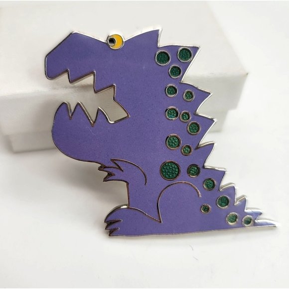 Vintage Seven Pin Brooch Lot Round Rabbit Dinosaur Jupiter Cook 1970s CT525 - Picture 8 of 16